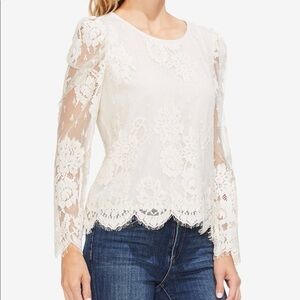Vince Camuto White Lace Blouse